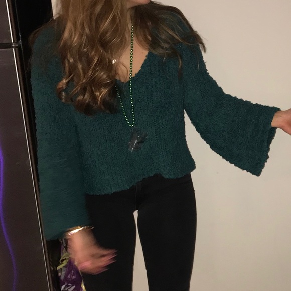 Free People Green Crop Sweater - Picture 4 of 4